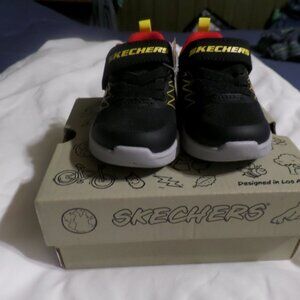 Skechers Toddler Kids Microspec Texlor Black Red Shoe -NIB – Size 5